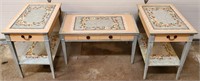 Handpainted Coffee Table & 2 End Tables