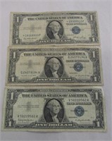 3 Silver Certificates 1935e, 1957a & 1957b