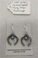 925 Navajo Signed Turquoise Earrings