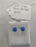 925 Blue Lab Opal Post Earrings