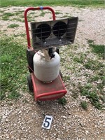 Dual propane gas burner on cart