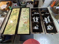 4 Oriental Art Panels