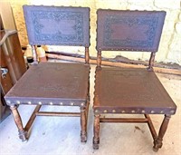 Pair of Leather Nail Head Chairs
