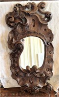 Mexican Wood Small Mirror (Hand Carved)
