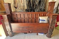 King Size Ornate Carved Bed w Head/ Foot Board