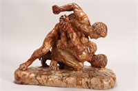 Stunning Marble 'Uffizi Wrestlers' Figure Group,
