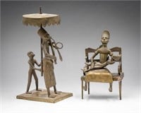 Lot of 2 Benin Bronze Figural Groups.
