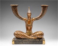Erte Vintage Bronze "Fortune" Figural Candelabra.