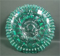 Fenton Green/Teal Good Luck Crimped Chop Plate