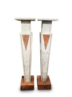 Pair Art Deco Marble Pedestals,