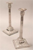 Pair of English Sterling Silver Candle Sticks,