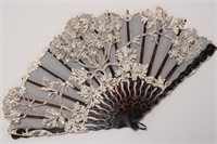 19th Century French Tortoiseshell and Lace Fan,