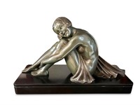 Large French Art Deco Bronze Figure of a Seated