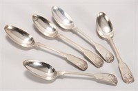 Five Victorian Sterling Silver Table Spoons,