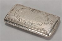 Large Victorian Sterling Silver Snuff Box,