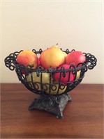 Metal Bowl with Heavy Iron Base, 13" x 8" tall