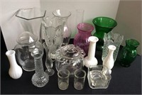 Vases, Milk Glass, Emerald Green Decor