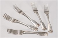 Five William IV Sterling Silver Forks,