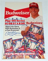 1987 MICKEY MANTLE Scorecard Budweiser ADVERTISING
