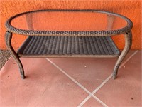 Rattan Glass Top Outdoor Table