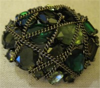 Steam Punk Green Stone Brooch