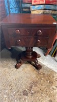 Mahogany Claw Foot Two Drawer Work Stand
