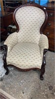 Mahogany Flower Carved Victorian Gents Chair