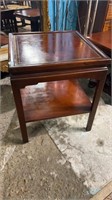 Square Mahogany Leather Top Lamp Table