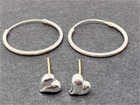 Two Pair Sterling Earrings