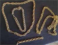 Thick Metal Goldtone Necklaces, Bracelet