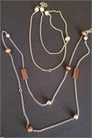 2pc Necklaces, Brown/ White Beads