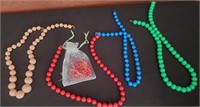 5pc Colorful Plastic Bead Necklaces