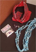 Misc. Items; Hat Band, Crocheted Necklace, Stones