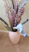 Pink Ceramic Vase W/ Dried Plants