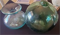 2 Pc Glass Decor, Vase, Glass Ball