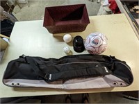 Sports Travel Bag, Misc. Balls, Metal Container
