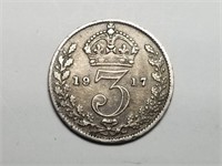 1917 British Silver 3 Pence