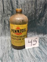 PENNZOIL OUTBOARD MOTOR OIL GLASS JAR