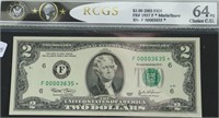 RCGS MS64 PQ TWO DOLLAR FEDERAL RESERVE NOTE
