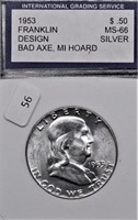 1953 IGS MS66 FRANKLIN HALF DOLLAR