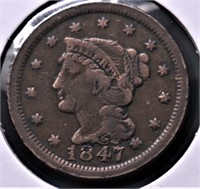 1847 LARGE CENT VG