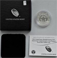 PROOF US MARSHALS SILVER DOLLAR W BOX PAPERS