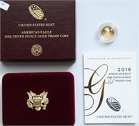 2018 PROOF 5 $ GOLD EAGLE W BOX PAPERS
