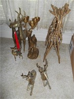 Brass reindeer figurines/ Christmas decor