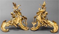 Louis XV Style Gilt Bronze Figural Chenets, Pair