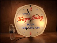 Glass Front Wayne Dairy Clock