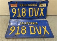 Matching California Plates 1975 Tag