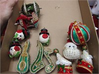 Vintage Pin & sequin Christmas ornaments.