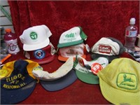 (9)advertising trucker/farm hats. w/buttons.