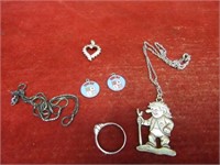 Sterling silver troll, pendants, ring, necklace.